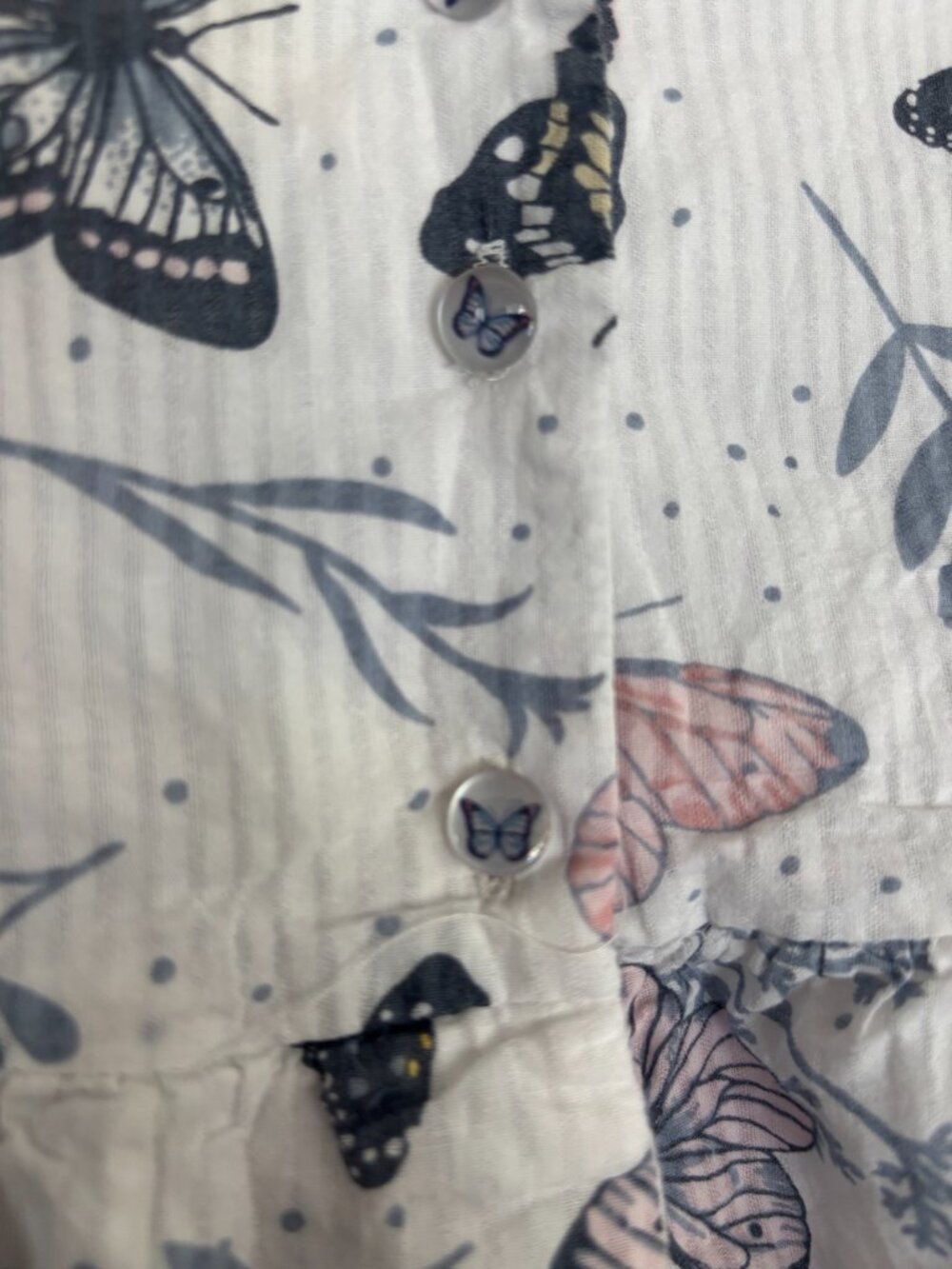 Catherine Malandrino Butterfly Print Gauze Flutter Sleeve Tiered Dress Girls 3T - Picture 5 of 7
